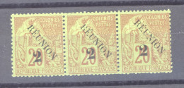 Réunion : Yv 31a  **   Bande De 3 Type II - Neufs