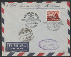 1956, First Flight Cover, Luxembourg-Madrid - Covers & Documents