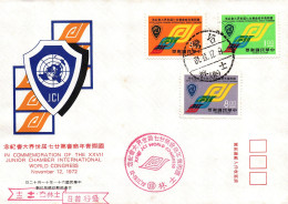 1972 Taiwan Formosa Republic Of China FDC XXVII Junior Chamber International World Congress- 8$,5$ And 1$ Stamps - FDC