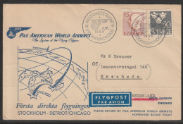 1954, Panam, First Flight Cover, Stockholm-Chicago AMF - Otros & Sin Clasificación