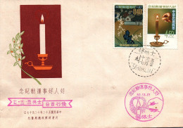 Taiwan Formosa Republic Of China FDC Candles Chinese Traditional Town And Lake- 4.50$ And 0.40$ Stamps - FDC