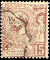 MONACO - 1906 - TàD Convoyeur-Ligne "(VINTIMILLE A) NICE" (T.I) Sur Yv.24 15c Brun-lilas Sur Jaune - TB - Gebraucht