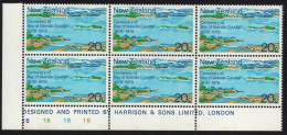 NEW ZEALAND 1978 ANNIVERSARIES "20c BAY OF ISLANDS" IMP PLATE 1B1B1B1B BLOCK OF (6) MNH - Blokken & Velletjes