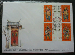 Macau Macao Gateway God Legend 1997 Religious Culture Buddha (stamp FDC) *see Scan - Brieven En Documenten