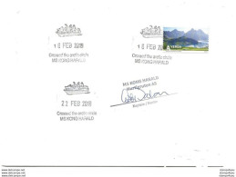 31 - 78 - Enveloppe De Norvège Avec Cachets Illustrés Navire MS Kong Harald - Passage Du Cercle Polaire Actique 2019 - Storia Postale