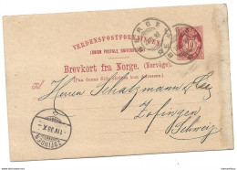 289 - 8 - Entier Postal Envoyé De Bergen En Suisse 1898 - Postal Stationery