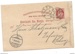 289 - 8 - Entier Postal Envoyé De Bergen En Suisse 1898 - Ganzsachen