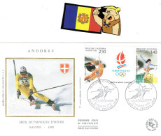 FDC  SEDA DEPORTES ANDORRA 1992 ESQUI-PATINAJE - Lettres & Documents