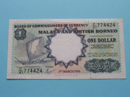 Board Of Commissioners Of Currency MALAYA And BRITISH BORNEO - 1 Dollar - 1st March 1959 ( See Scans ) XF ! - Other - Asia