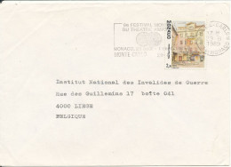 Monaco Cover Sent To Belgium 29-8-1989 Single Franked - Briefe U. Dokumente