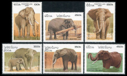 LAOS 1997 - YT 1275-80 ; Mi# 1584-89 ; Sc 1329-34 MNH (Thin Paper, Papier épais) Elephants - Laos