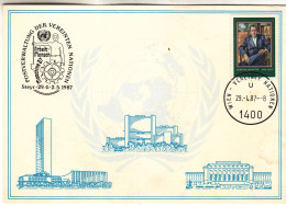 Nations Unies - Vienne - Carte Postale De 1987 - Oblit Wien Vereinte Nationen - - Covers & Documents
