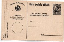 Carte Postala Militara - Armata De Operatiuni - Ganzsache Entier Stationery - Romania - Cartas & Documentos