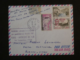 BY12 FRANCE  BELLE  LETTRE   1960  1ER VOL PARIS A  BUENOS AIRES ARGENTINA  +SOUCHES ANNOTéS +AFF. PLAISANT ++ - Eerste Vluchten