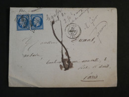 BY14 FRANCE  BELLE  LETTRE DIR. GEN. DES POSTES  1850  PARIS +BELLE PAIRE DE N°14  +AFF. INTERESSANT ++ - 1853-1860 Napoléon III.