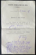 CORRESPONDANCE MANUSCRITE / SOCIETE D'EMULATION DU JURA 8 MARS 1915 - Manuscrits