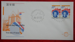 FDC E183 183 Pair Koningin Beatrix Inhuldiging NVPH 1200 1980 Without Address NEDERLAND NIEDERLANDE NETHERLANDS - FDC