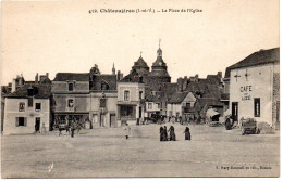 ILLE & VILAINE - Dépt N° 35 = CHATEAUGIRON = CPA écrite 1919? Edition MARY ROUSSELIERE N° 412 = PLACE EGLISE + CAFE LIZE - Châteaugiron