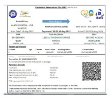 India Railway / Train Ticket With LOGO's Of INDIAN RAILWAYS, IRCTC, G-20 Summit, Azadi Ka Amrit Mahotsav As Per Scan - Monde