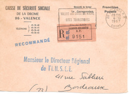 Curiosité Sur Lettre  Recommandé D'office SS Flamme SECAP =o 26 Valence RP 6-10 1967 - Lettres & Documents