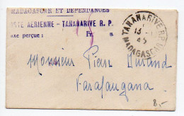 Madagascar : Affranchissement Provisoire En Numéraire - Tananarive 1945 - Mignonnette - Briefe U. Dokumente