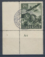 Slovaquie 1939 Mi 51 (Yv PA 4), Obliteré, Avec No De Planche A1 - Used Stamps