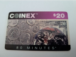 UNITED STATES/ USA / AMERIKA/ $20,- COINEX / 80 MIN/ MONEY/ COIN /BANKNOTE ON CARD/    **14857** - Amerivox