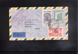 Brazil 1955 25th Anniversary Of The First Crossing Of Atlantic Rio De Janeiro - Paris By Air France Jean Mermoz - Covers & Documents