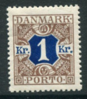 DENMARK 1921-27 Postage Due Numeral And Crowns 1 Kr Brown/blue  MNH / **.  Michel Porto 18 - Port Dû (Taxe)