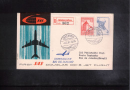 Denmark 1961 SAS First Flight Douglas DC- 8 Jet Flight Copenhagen - Rio De Janeiro - Covers & Documents