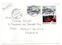 Roumanie--2002-- BUCAREST  Pour SAUSSET LES PINS-13 (France) ..Beaux Timbres (avion,Sagittaire)....cachet - Brieven En Documenten