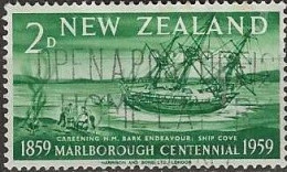 NEW ZEALAND 1959 Centenary Of Marlborough Province. - 2d Careening HMS Endeavour At Ship Cove AVU - Usati