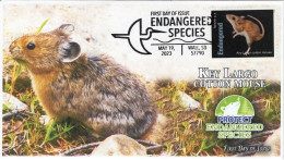 USA 2023 Key Largo Cotton Mouse, Endangered Species, Animal, Rodent ,Pictorial Postmark, FDC Cover (**) - Brieven En Documenten