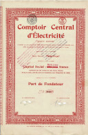 - Titre De 1923 - Comptoir Central D'Electricité - Namur - Elektriciteit En Gas