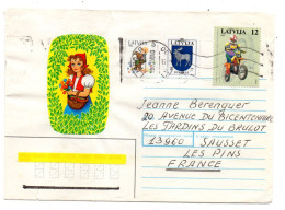 Lettonie -1998-- LIEPAJA  Pour SAUSSET LES BAINS-13 (France)..timbres (blason,moto)......cachet - Latvia