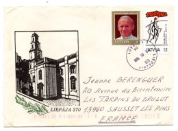 Lettonie -1999-- LIEPAJA  Pour SAUSSET LES BAINS-13 (France)..timbres (basket, Pape Jean-Paul II )......cachet - Latvia