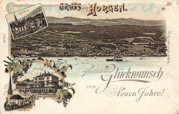 Litho Gruss Aus Horgen Meierhof Kirche - Horgen