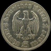 LaZooRo: Germany 5 Mark 1936 D VF / XF Paul - Silver - 5 Reichsmark