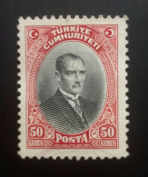 TURQUIE 1929 Latin Inscription Only "TÜRKIYE CUMHURIYETI" Mustafa Kemal Atatürk 50K Non Oblitéré - Usati