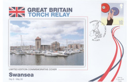 2012 Ltd Edn SWANSEA OLYMPICS TORCH Relay COVER London OLYMPIC GAMES Sport WEIGHTLIFTING  Stamps GB - Gewichtheben