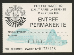 France - Frankreich érinnophilie 1982 Y&T N°V(1) - Michel N°ZF(?) *** - Philexfrance 82, Entrée Permanente - Briefmarkenmessen