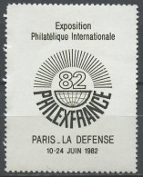 France - Frankreich érinnophilie 1982 Y&T N°V(2) - Michel N°ZF(?) *** - Philexfrance 82, Logo - Briefmarkenmessen