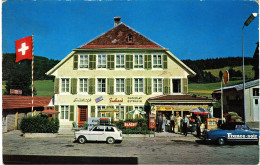 LES VERRIÈRES - Frontière Franco-Suisse - Bazar/Alimentation/Bar - Pub Suchard, France-soir- Pompe Shell - R/V - Les Verrières