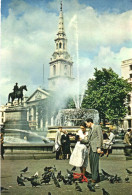 LONDON, A FOUNTAIN IN TRAFALGAR SQUARE WITH ST. MARTIN-IN-THE-FIELDS, UNITED KINGDOM - Trafalgar Square