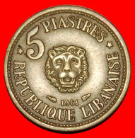 * FRANCE (1955-1961): LEBANON  5 PIASTERS 1961 LION ASTRONOMY!  ·  LOW START · NO RESERVE! - Liban