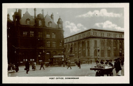 Ref 1625 - Early Real Photo Postcard - Open Top Bus & Post Office - Birmingham - Birmingham