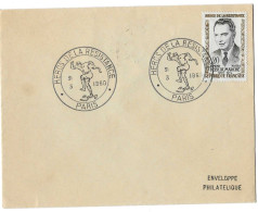 HEROS DE LA RESISTANCE TAMPON PARIS 31 MARS 1960 RECTO TIMBRE DEBEAUMARCHE VERSO TIMBRE LILLE  ENVELOPPE PHILATELIQUE - War Stamps
