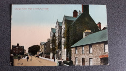 CRICCIETH GEORGE HOTEL HIGH STREET OLD COLOUR POSTCARD WALES - Caernarvonshire