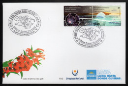 URUGUAY 2022 (Joint Issue, Animals, Protists, Plants, Noctiluca Scintillans, Physalia, Velella, Ulva Lactuca) - 1 FDC - Medicinal Plants