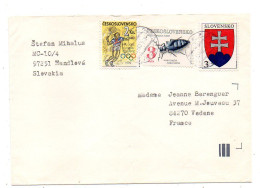 Slovaquie--1995--HANDLEVA  Pour VEDENE-84 (France). Timbres (JO Barcelone,blason,insecte)...cachet - Lettres & Documents